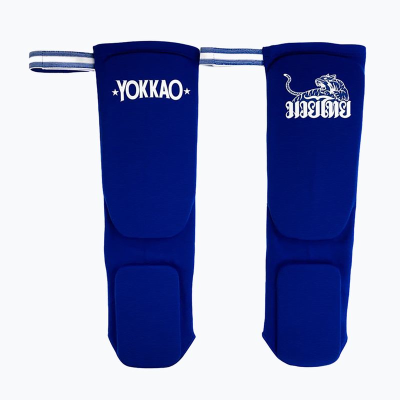 YOKKAO Muay Thai Boxen blau Baumwolle Schienbeinschoner