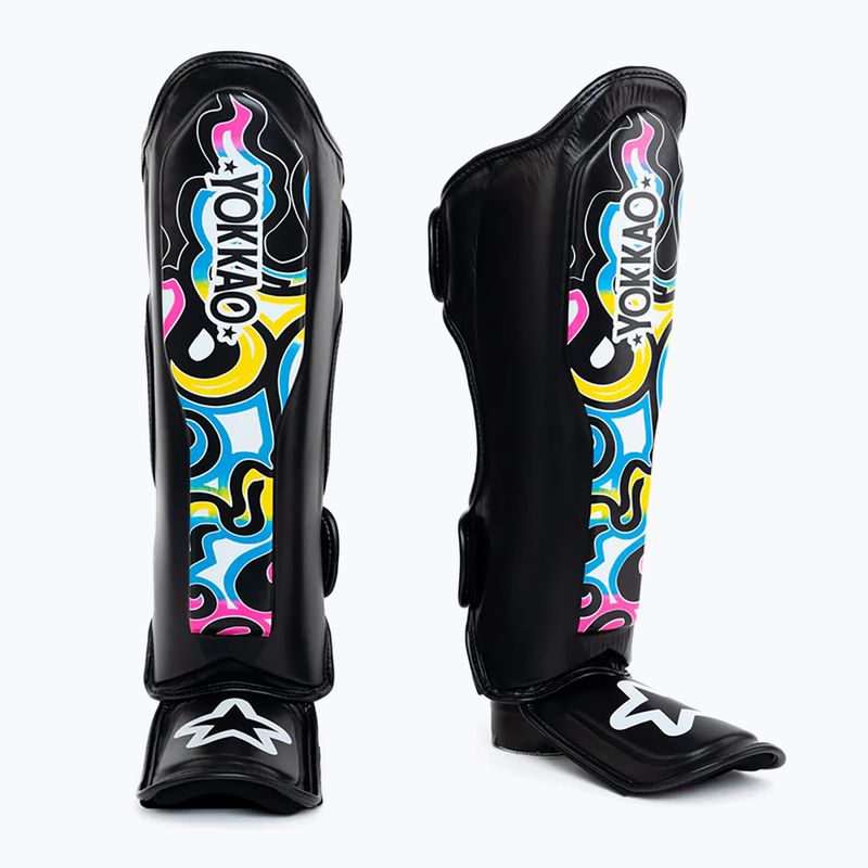 Yokkao Flames schwarz Schienbein- und Fußschützer 2