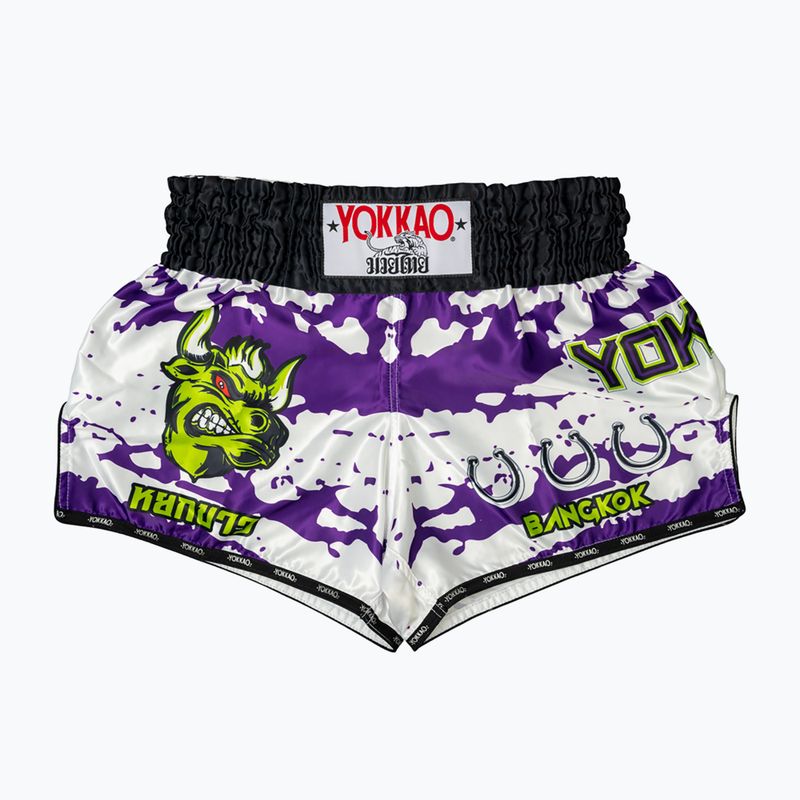 Herren-Trainingsshorts YOKKAO Angry Bull Muay Thai white