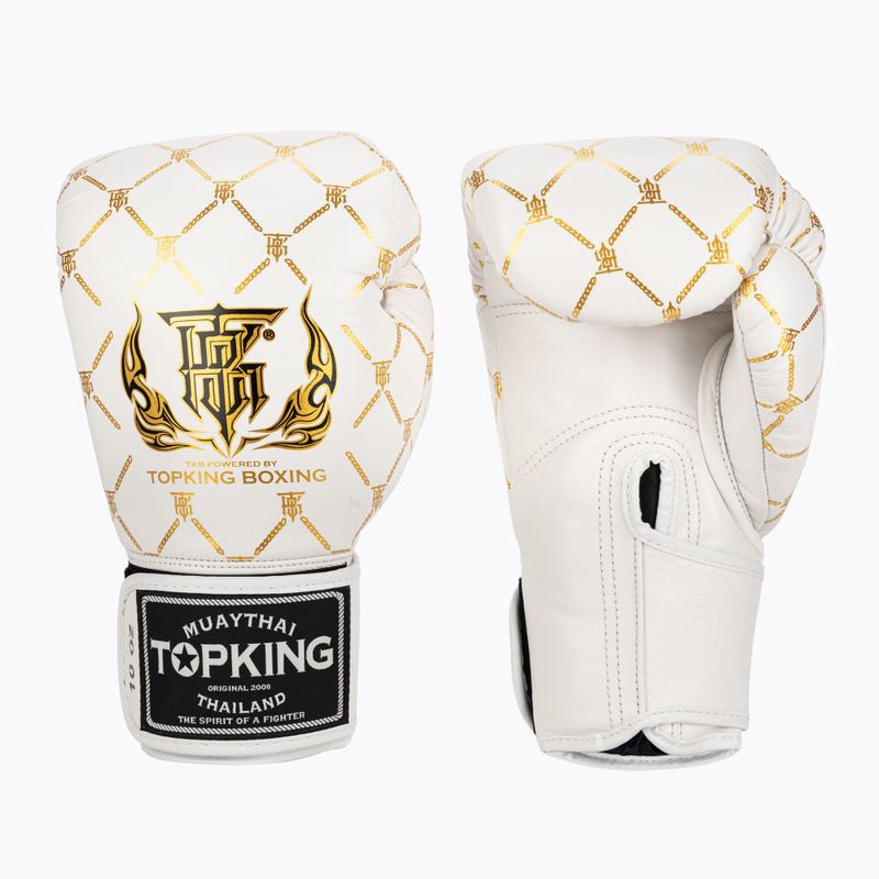 Top King Boxing Chain weiß/goldene Boxhandschuhe