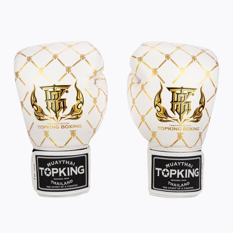 Top King Boxing Chain weiß/goldene Boxhandschuhe