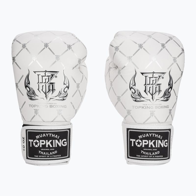 Top King Boxing Chain weiß/silberne Boxhandschuhe