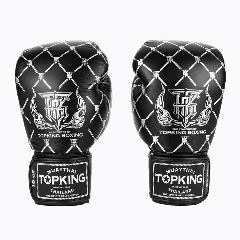 Top King Boxing Chain schwarz/silberne Boxhandschuhe