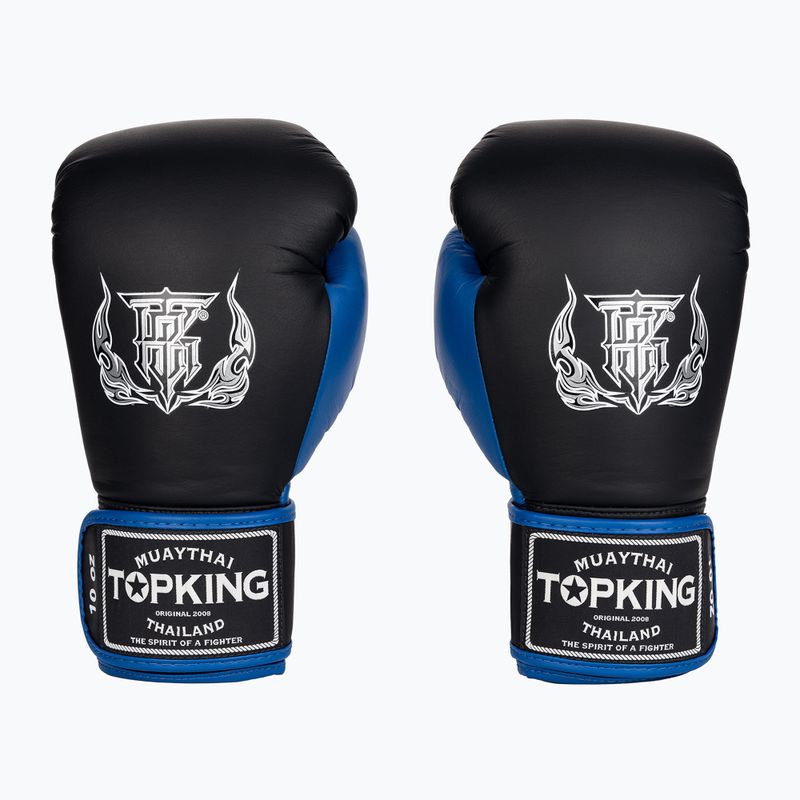 Top King Reborn Boxhandschuhe Semi Leder schwarz/blau