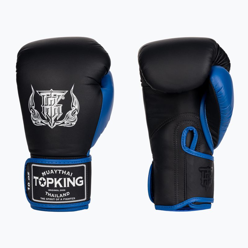 Top King Reborn Boxhandschuhe Semi Leder schwarz/blau 3