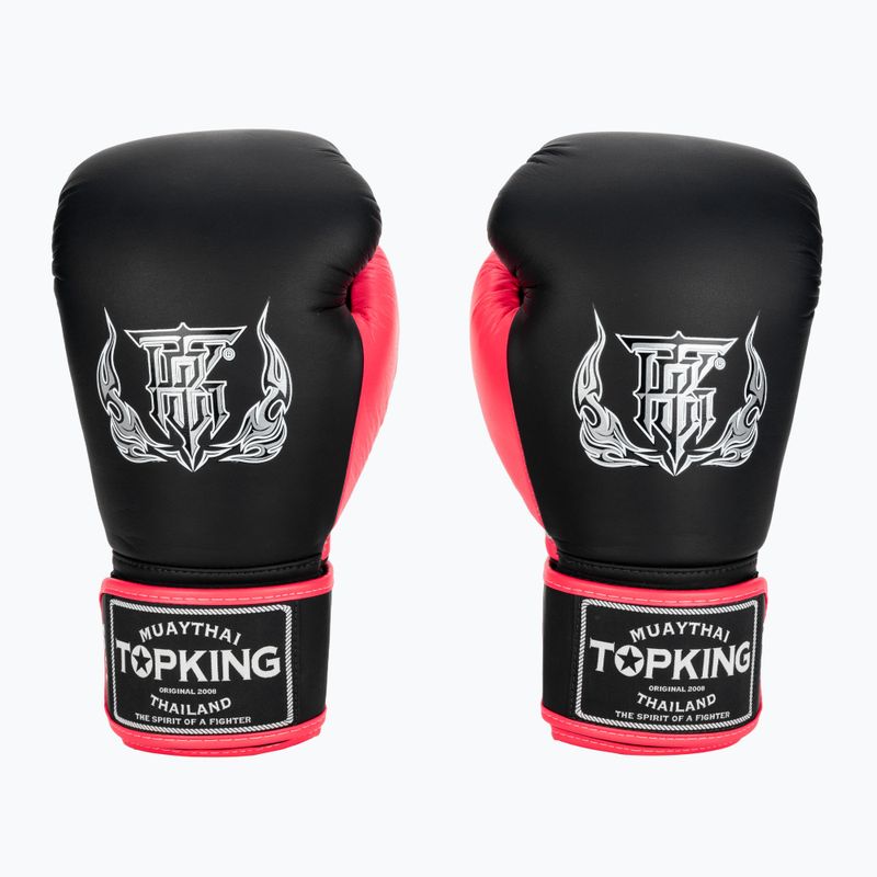 Top King Reborn Boxhandschuhe Semi Leder schwarz/rosa