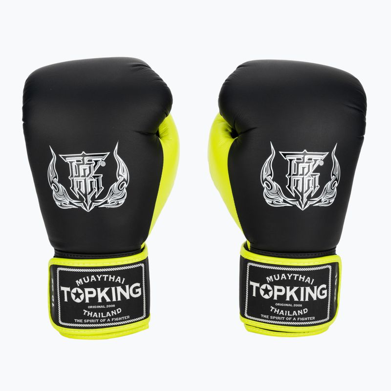 Top King Reborn Boxhandschuhe Semi Leder schwarz/gelb