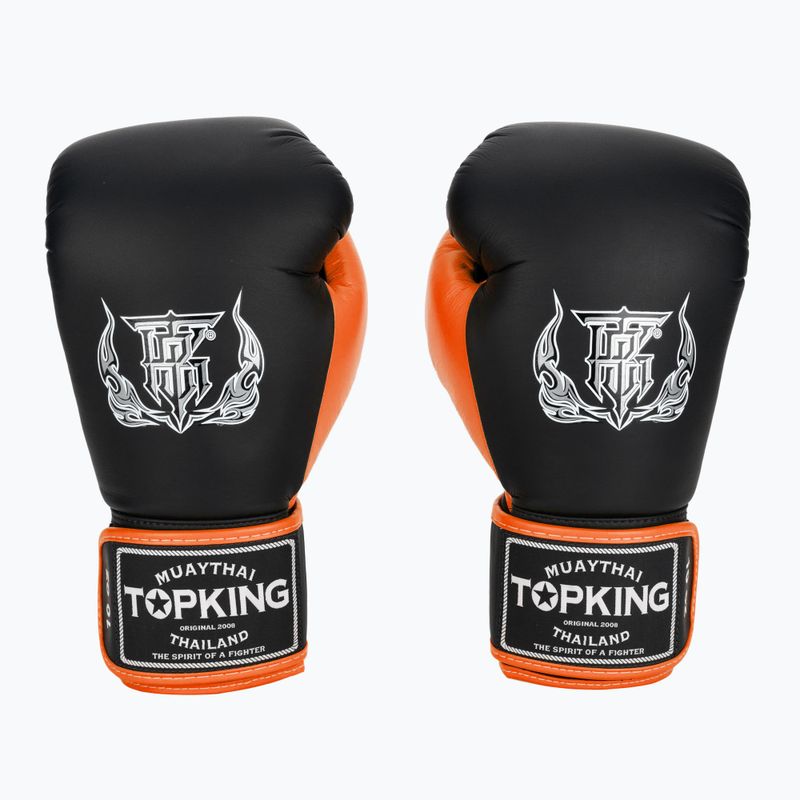 Top King Reborn Boxhandschuhe Semi Leder schwarz/orange