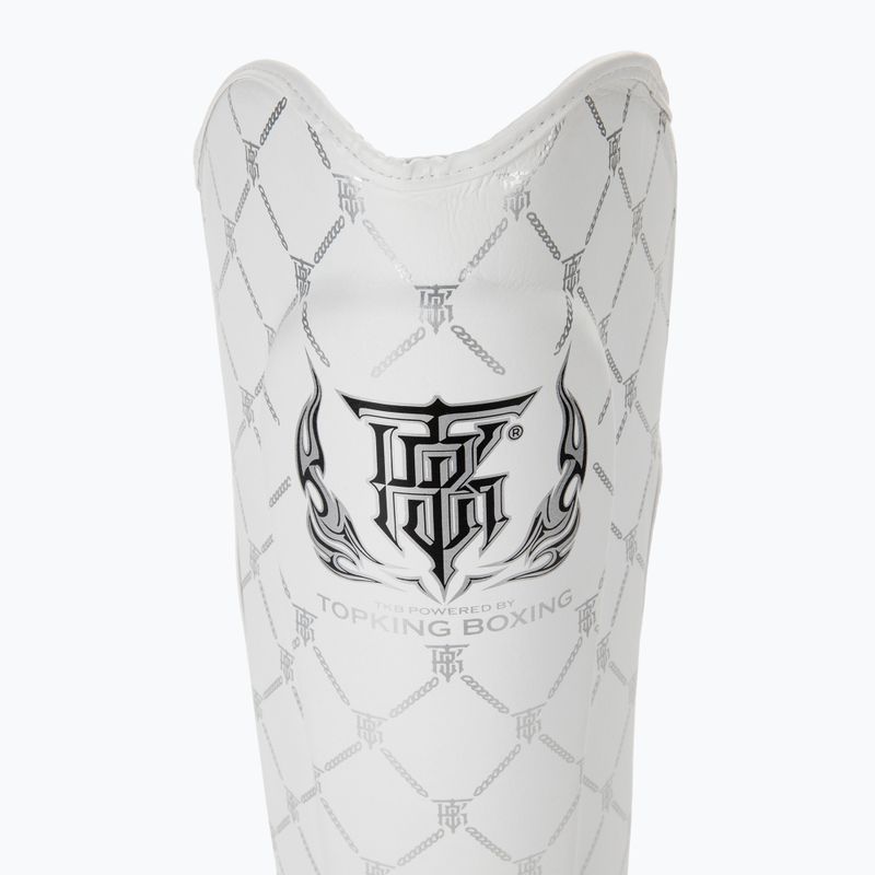 Top King Chain Semi Leather weiß/silberne Schienbein- und Fußschützer 5