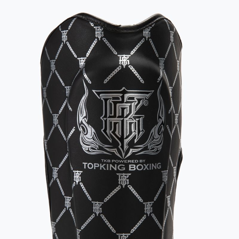 Top King Chain Semi Leather schwarz/silberne Schienbein- und Fußprotektoren 3
