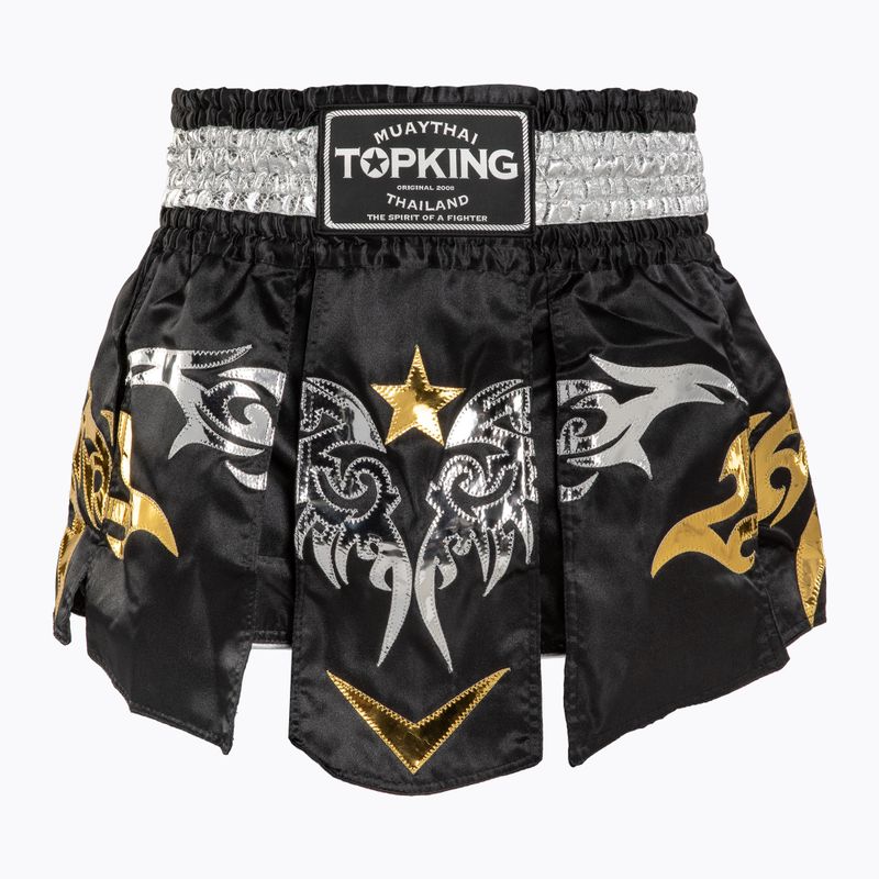 Top King Thai Boxing Trainingsshorts schwarz/weiß/gold