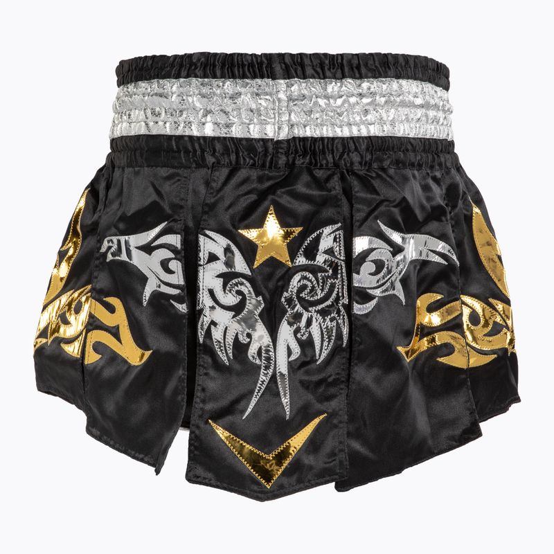 Top King Thai Boxing Trainingsshorts schwarz/weiß/gold 2