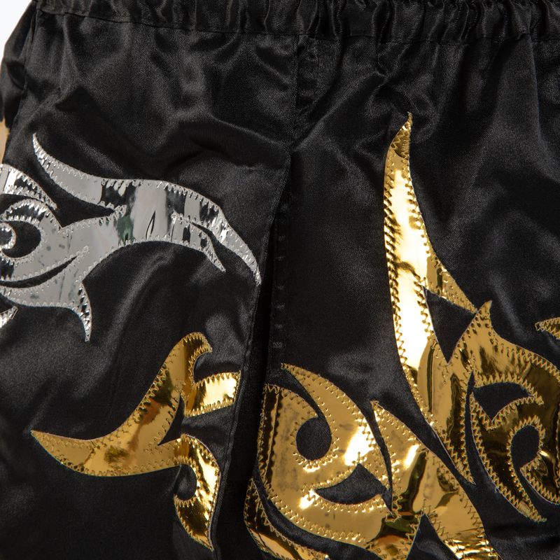 Top King Thai Boxing Trainingsshorts schwarz/weiß/gold 4