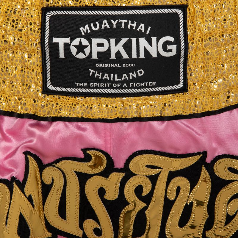 Top King Thai Boxing Trainingsshorts rosa/gold 4