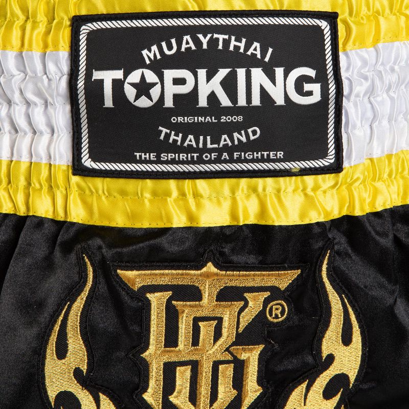 Top King Thai Boxing Trainingsshorts schwarz/gold/weiß 3