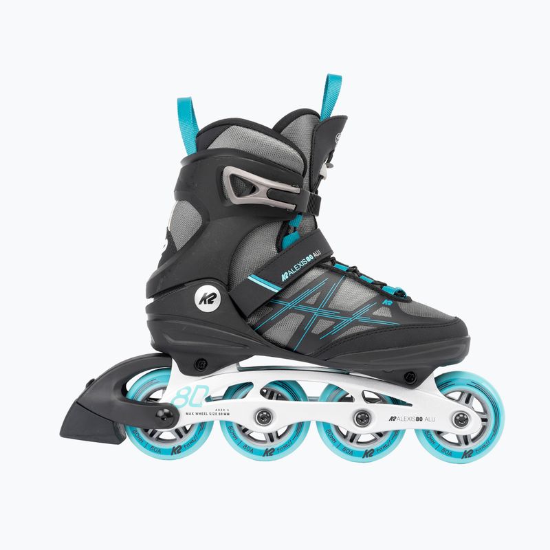 Inlineskates Damen K2 Alexis 80 Alu grey/cyan 2
