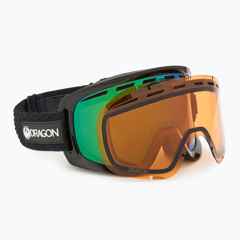 Skibrille DRAGON D1 OTG icon green/lumalens green ion+lumalens amber