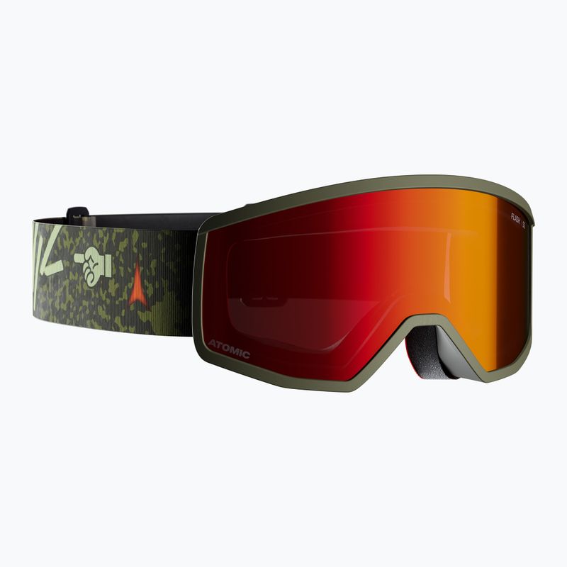 Kinder-Skibrille Atomic Four Jr Flash graphic/olive/red flash