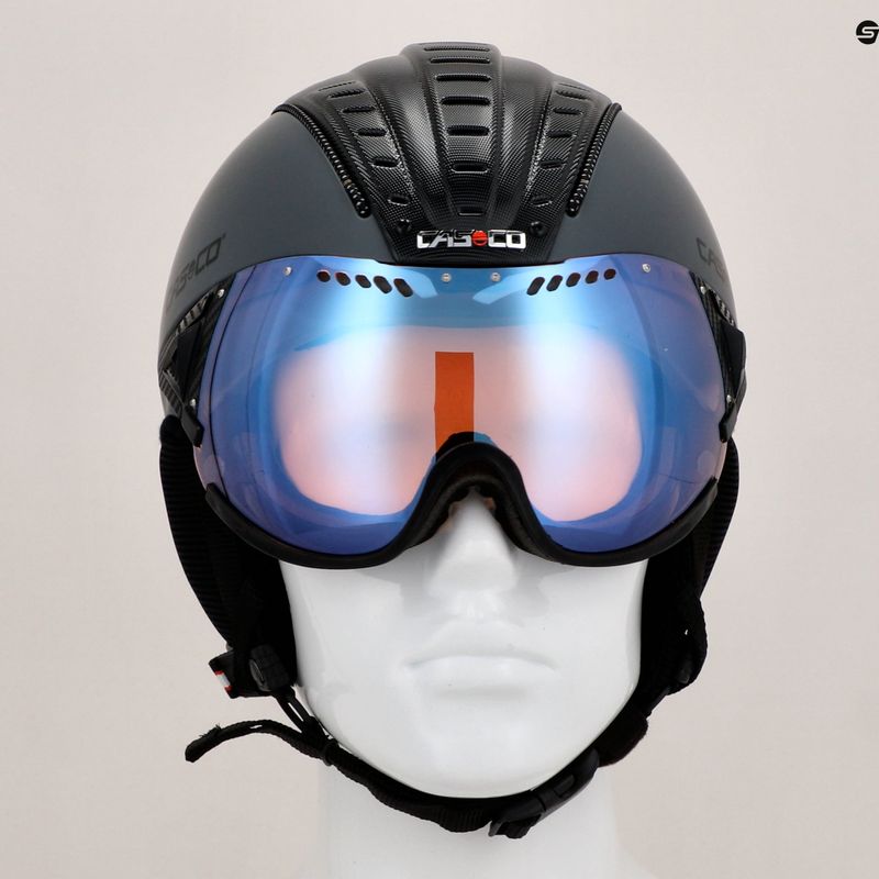Skihelm CASCO SP-2 Photomatic Visier strukturiert arsenic grau / rot 9