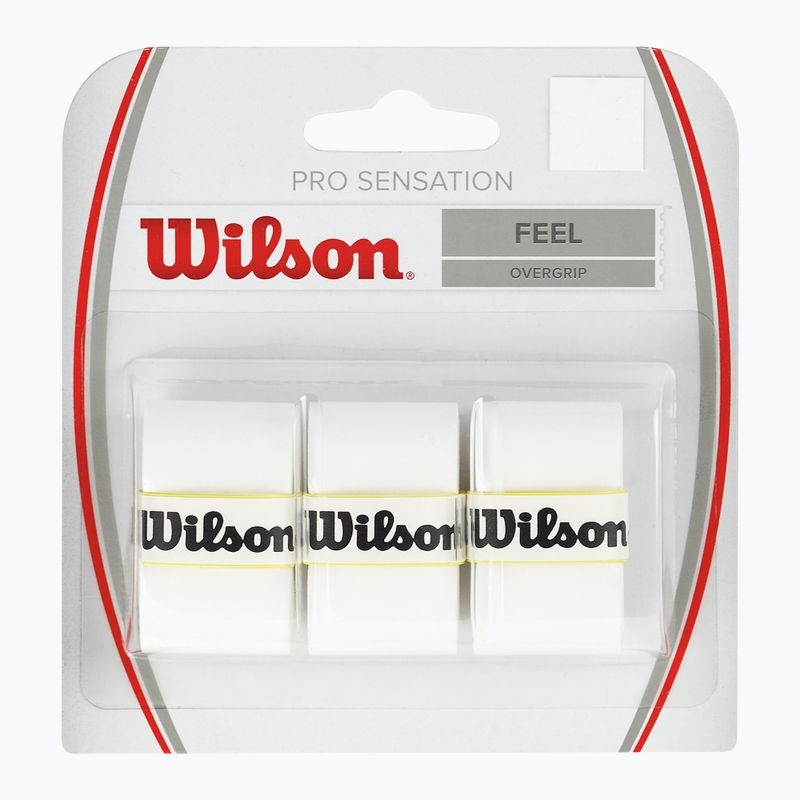 Wilson Pro Overgrip Sensation Tennisschlägerhüllen 3 Stück weiß.