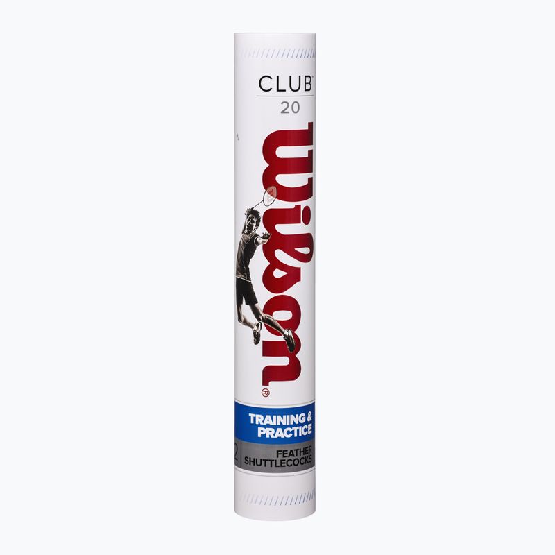 Wilson Club Badminton Federbälle 12 Stück weiß.