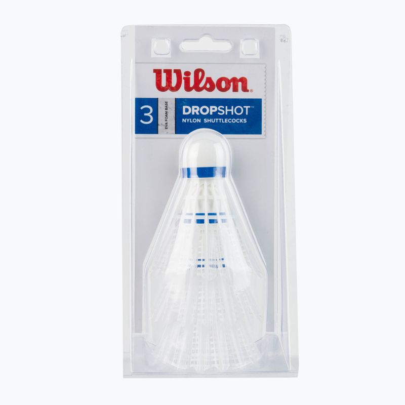 Wilson Dropshot Clamshel Badminton Federbälle 3 Stück weiß WRT6048WH+