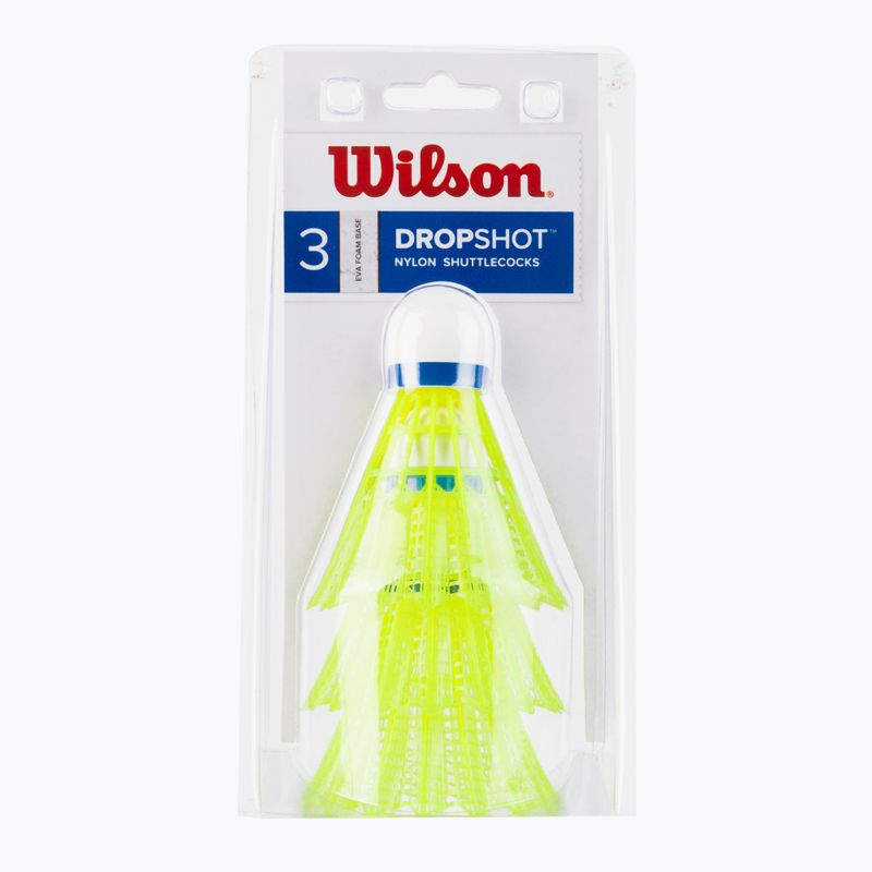 Wilson Dropshot Clamshel Badminton Federbälle 3 Stück gelb WRT6048YE+