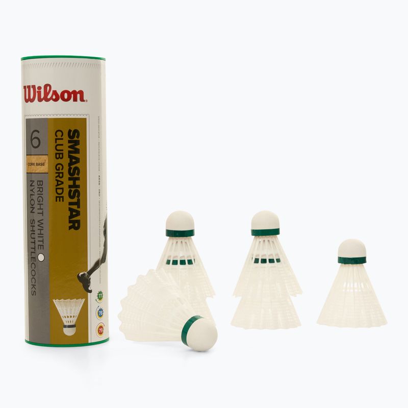 Wilson Smashstar Badminton Federbälle 6 Stück weiß.