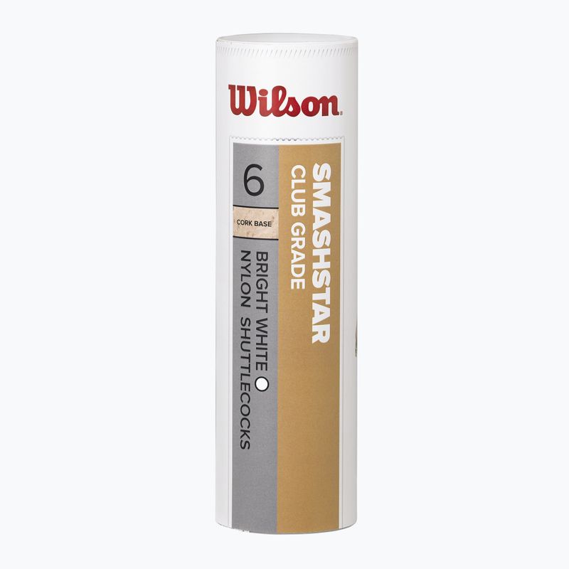 Wilson Smashstar Badminton Federbälle 6 Stück weiß.