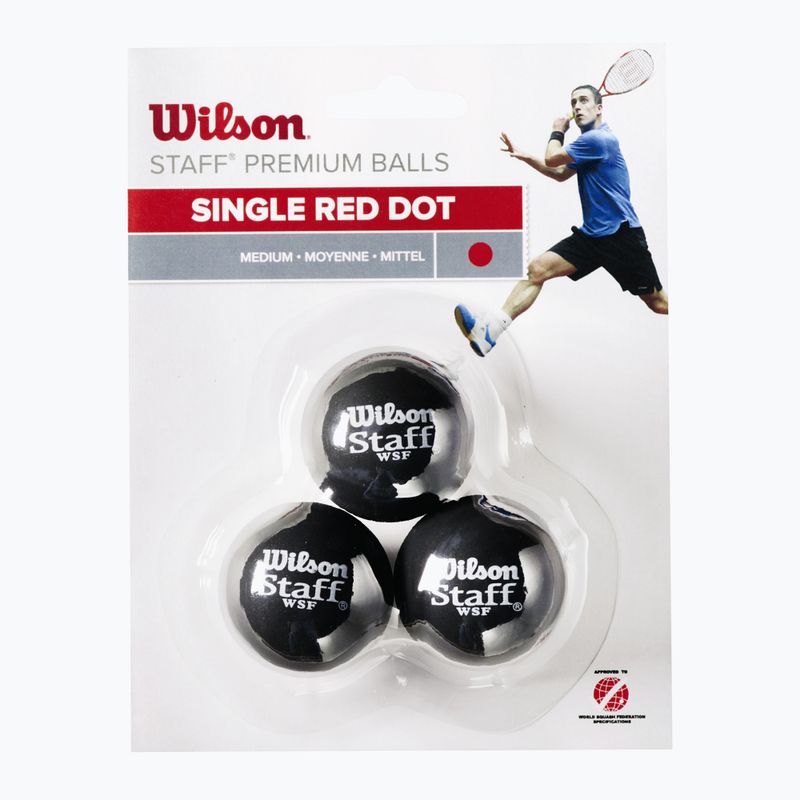 Wilson Staff Ball Red Dot Squashbälle 3 Stück schwarz. 2