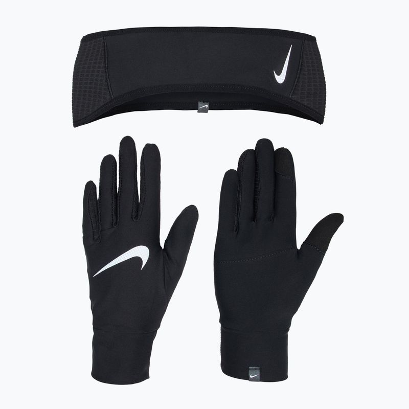 Damen Stirnband + Handschuh-Set Nike Essential Running black/black/silver