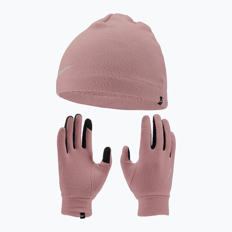 Damen Nike Fleece Mütze + Handschuhe Set rot Sternenstaub/rot Sternenstaub/Silber