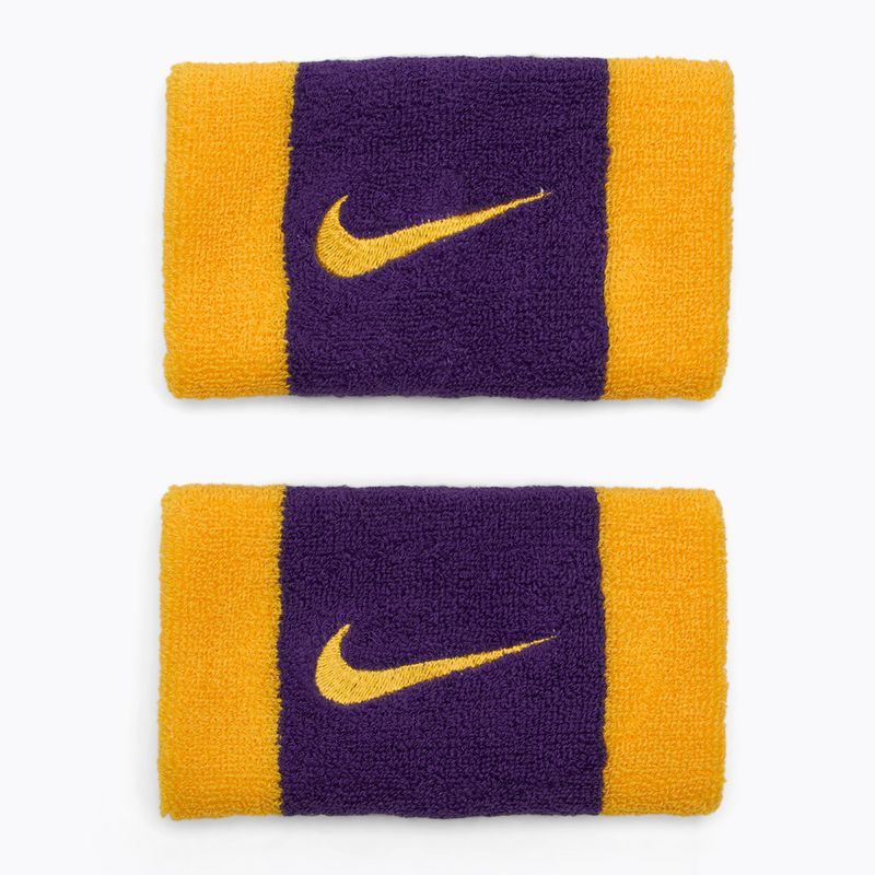Handgelenk-Band Nike Swoosh Doublewide Wristbands 2 Stk. university gold/court purple/university gold
