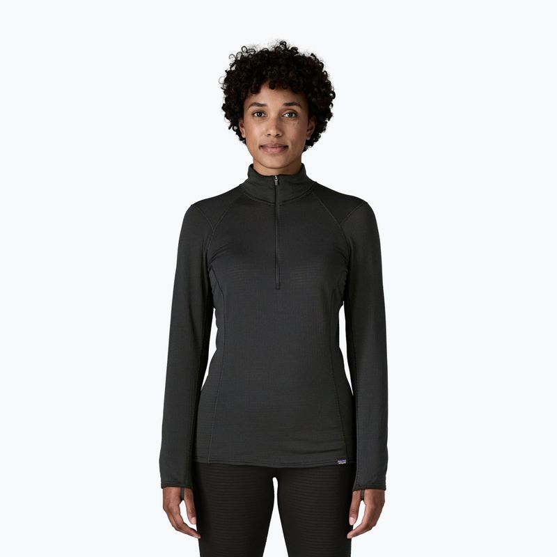 Women's Patagonia Cap Thermal Gewicht Zip Neck Sweatshirt schwarz