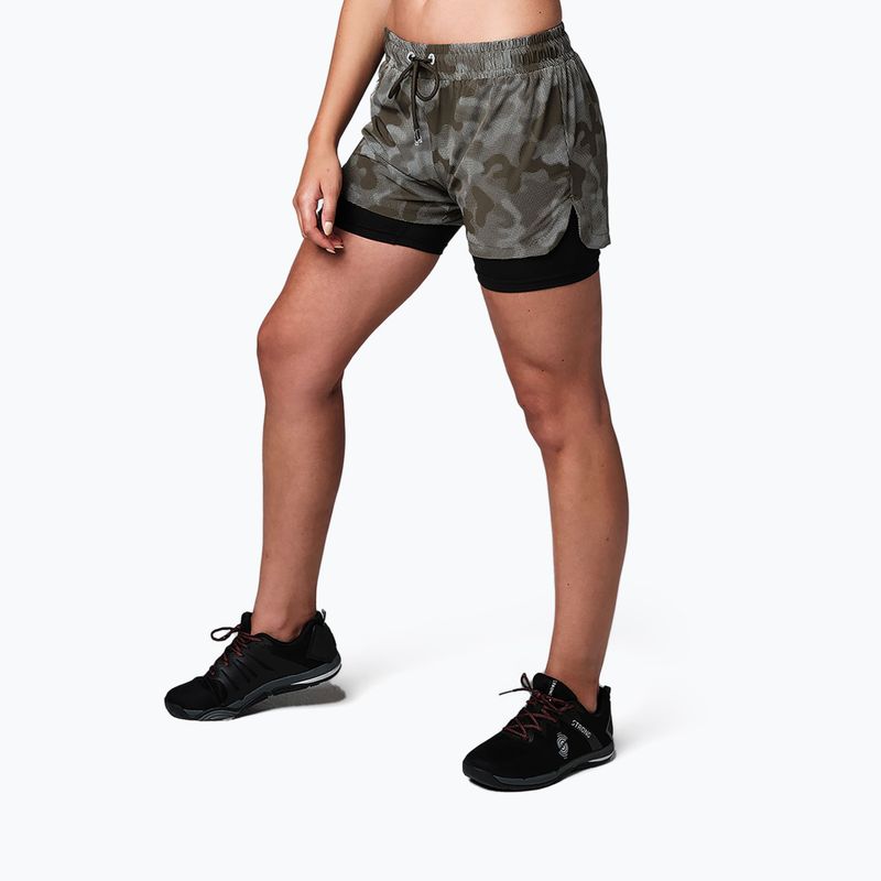 Damen 2-in-1 Trainingsshorts STRONG ID grau Z1B01242