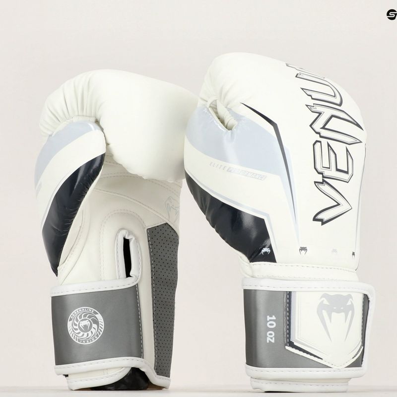 Venum Elite Evo grau/weiße Boxhandschuhe 6