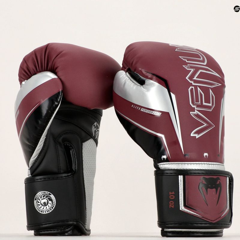 Venum Elite Evo burgunder/silberne Boxhandschuhe 6