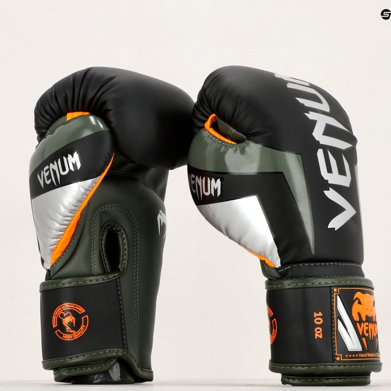 Venum Elite schwarz/silber/kaki Boxhandschuhe 6