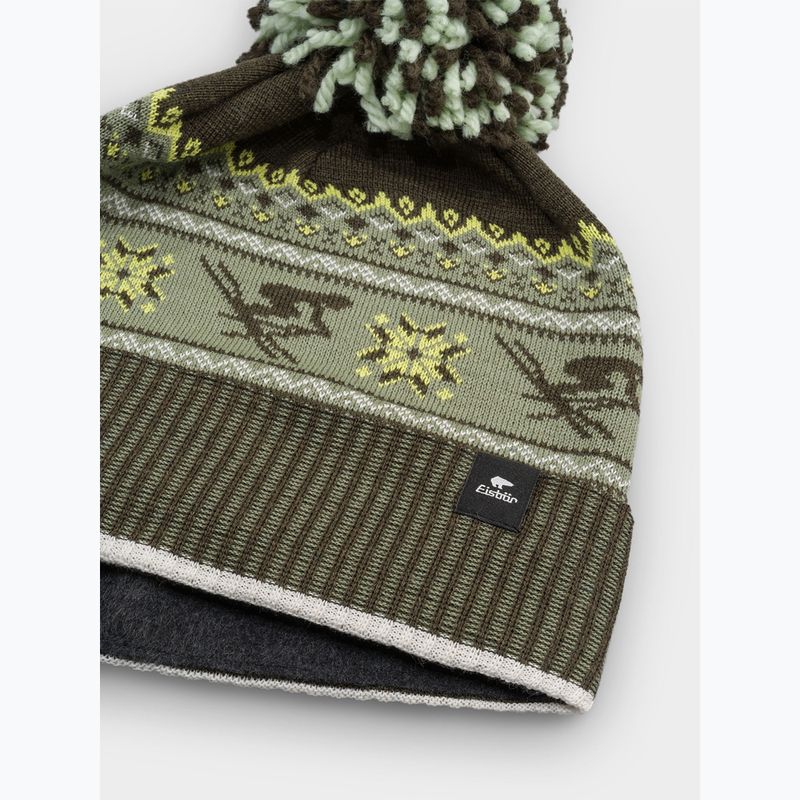 Wintermütze Eisbar Retroski Pompon olive/khaki green 2