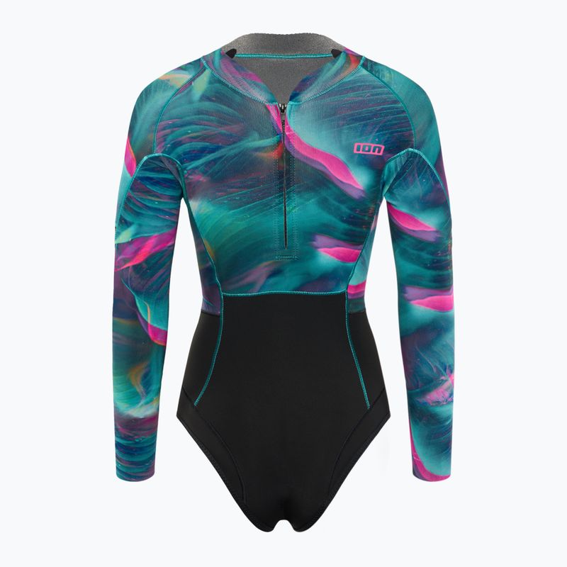 Women's Swim Foam ION Amaze Hot Shorty 1.5 Front Zip tropische Palme glitch 2
