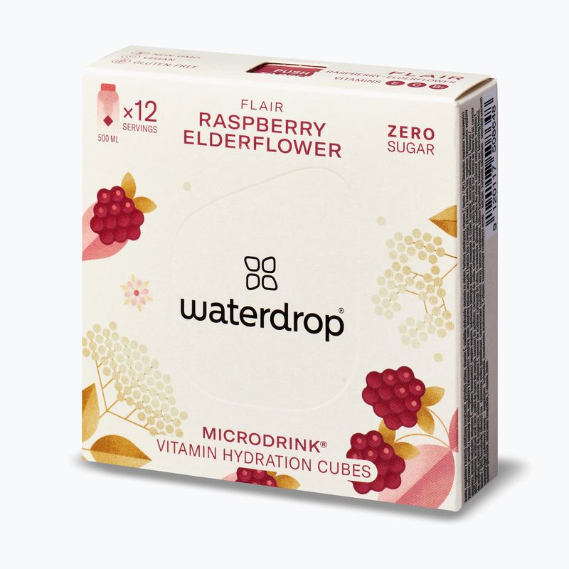 Isotonisches Getränk waterdrop Microdrink Flair 12 Würfel raspberry/ elderflower 2
