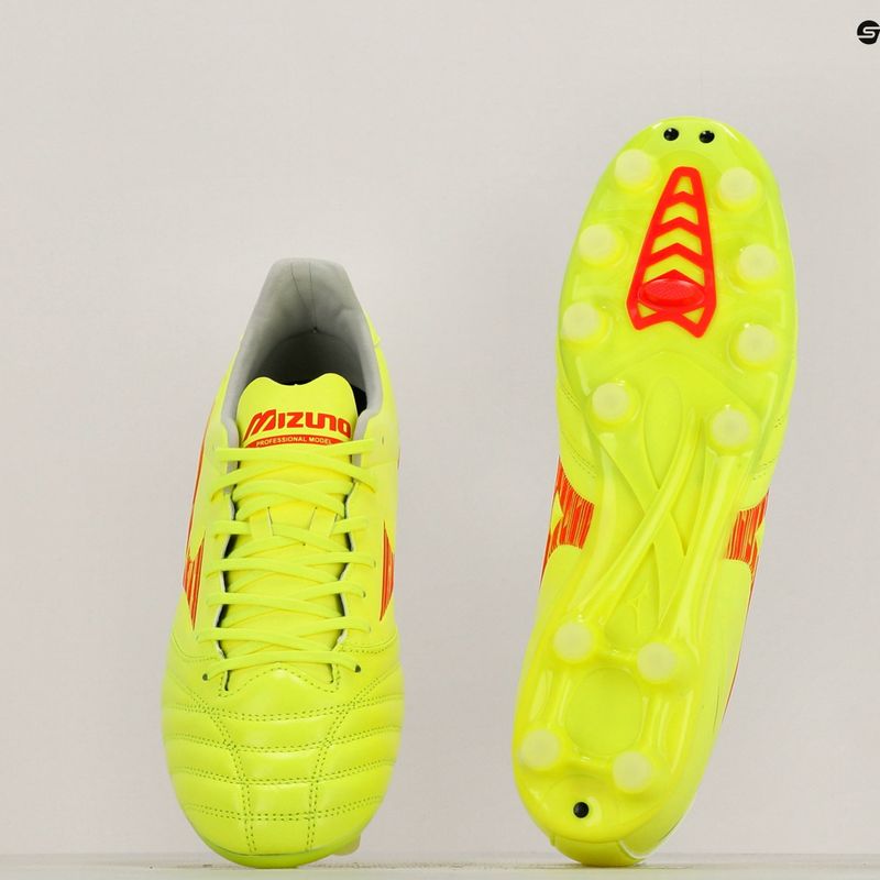 Mizuno Morelia Neo IV Pro MD Sicherheit gelb/feurige Koralle 2/Galaxie Silber Männer Fußballschuhe 11