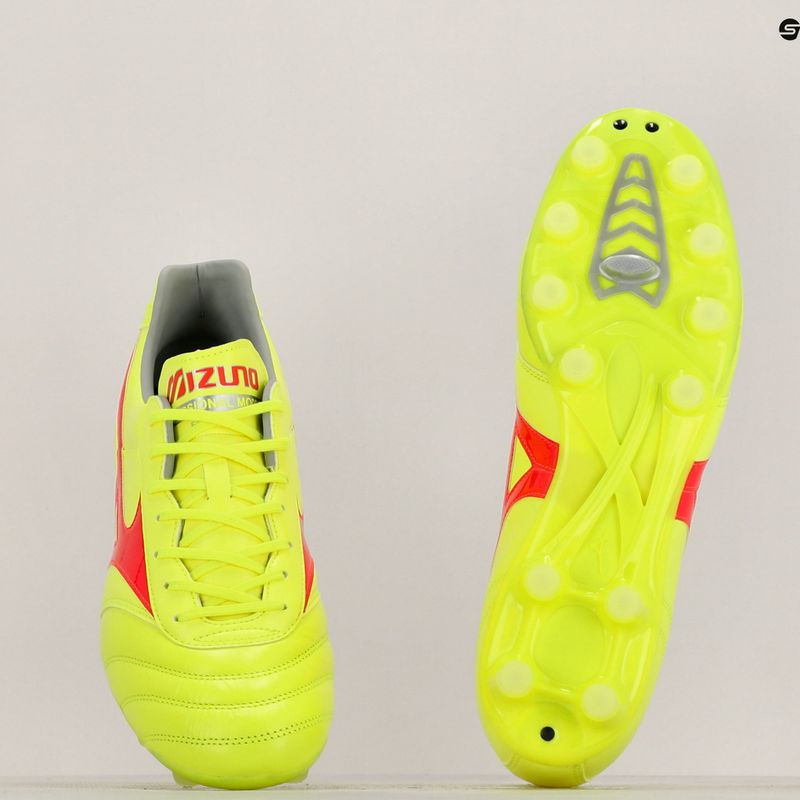 Mizuno Morelia II Pro MD Sicherheitsgelb/Feurige Koralle 2/Galaxysilber Herren Fußballschuhe 10