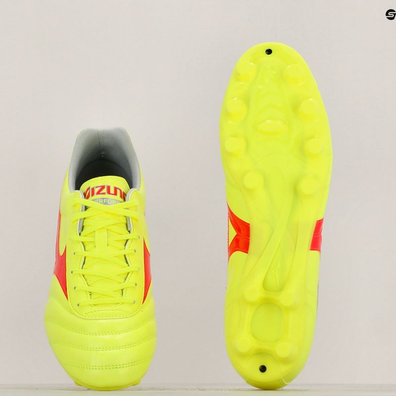 Mizuno Morelia II Club MD Sicherheitsgelb/Feurige Koralle 2/Galaxysilber Herren Fußballschuhe 11