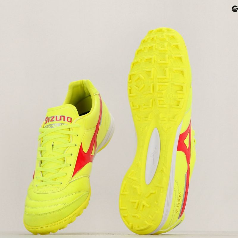 Mizuno Morelia Sala Elite TF Sicherheitsgelb/Feurige Koralle 2/Galaxysilber Herren Fußballschuhe 11