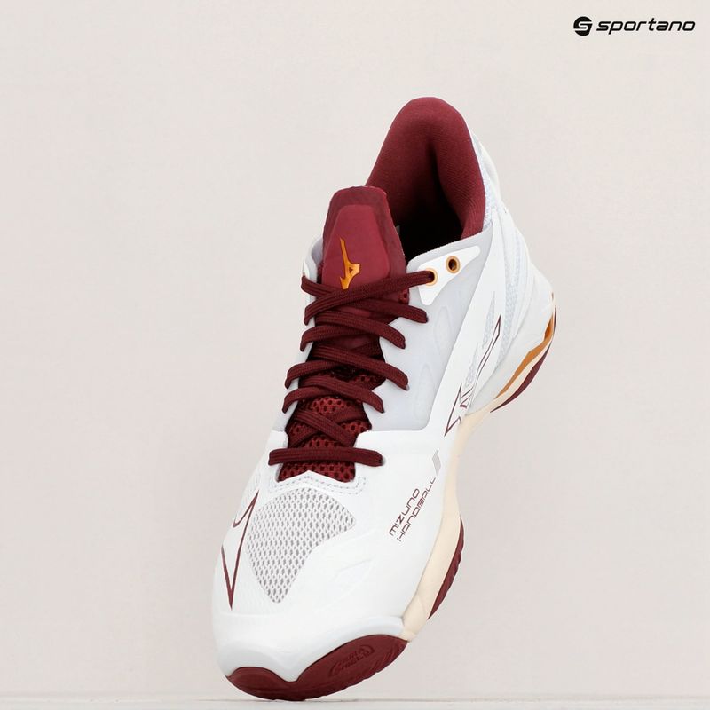 Handballschuhe Damen Mizuno Wave Mirage 5 white/cabernet/mp gold 9