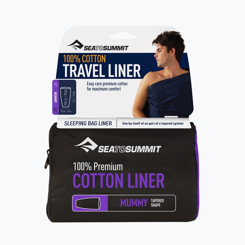 Sea to Summit Premium Cotton Travel Sleeping Bag Liner - Mummy navy blue AMUMMYOSNB