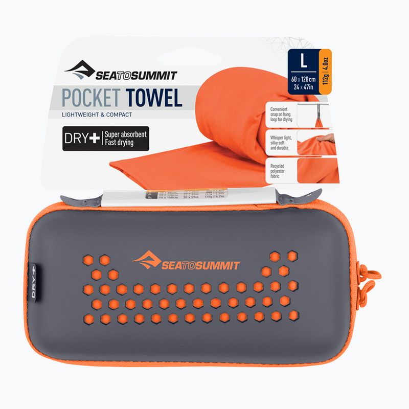 Schnelltrocknendes Handtuch Sea to Summit Pocket Towel L outblack orange 3