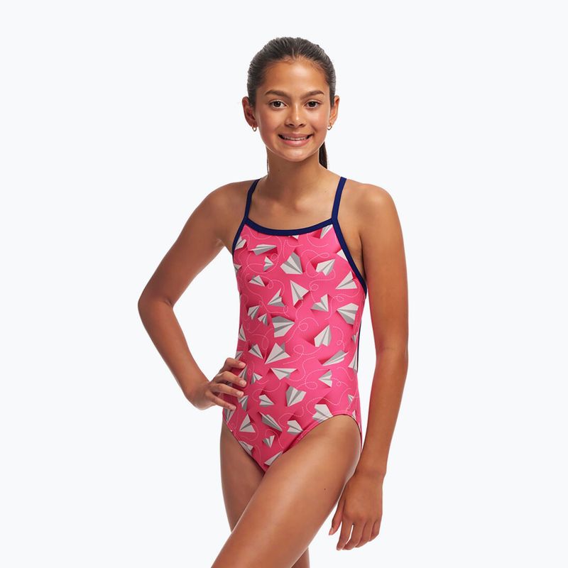 Funkita Single Strap One Piece Kinder Badeanzug Papier rosa