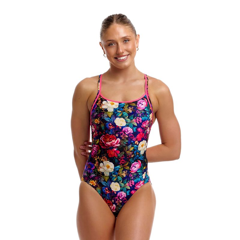 Damen-Einteiler Badeanzug Funkita Diamond Back One Piece bed of roses 2